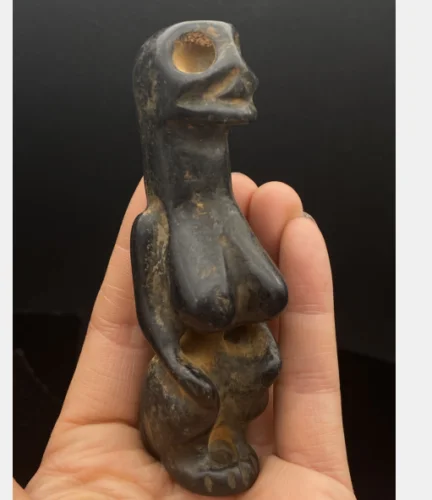 

Chinese Hongshan Culture Meteorite Rare Woman Exquisite Hand Carved Pendant statues for decoration Collection ornaments Gift