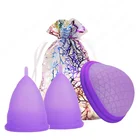 4 шт. медицинская силиконовая менструальная чаша, женская гигиеническая чаша, чистая менструальная чаша, Женский Менструальный коллектор и щетка для чистки лица