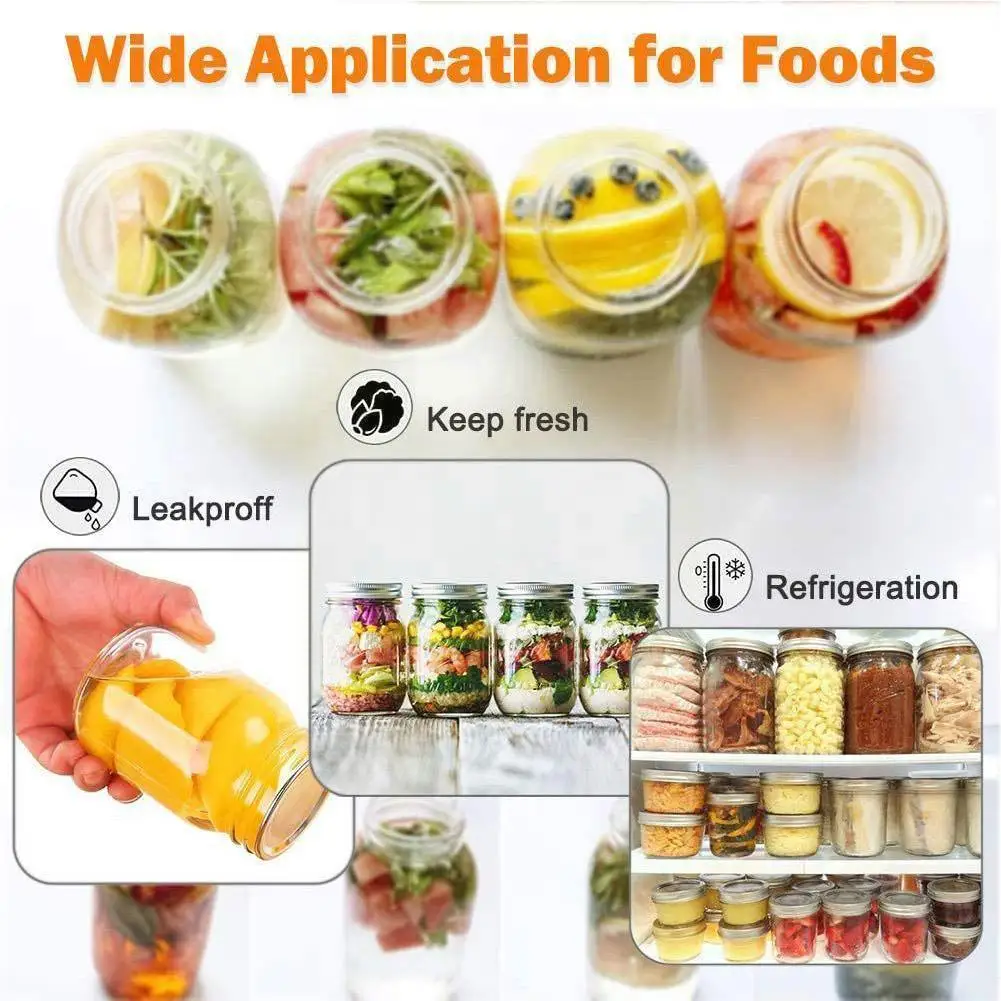 

24 Pcs Regular Mouth Canning Mason Jar Lids Reusable Proof Seals Leak Silicone Silver Rings Lids With Split-Type X2H2
