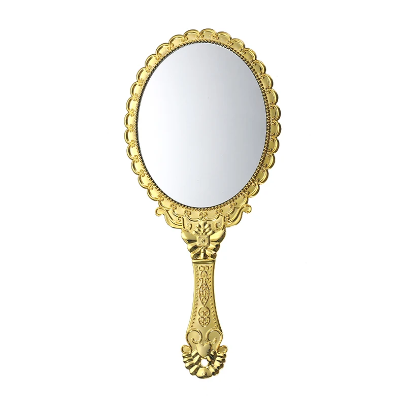Oval gold Дамское зеркальце пластиковое Дерево Круглый/зубы/прямоугольная форма макияж зеркала Карманное зеркальце Косметика держится для дам красота комод - Цвет: Oval gold