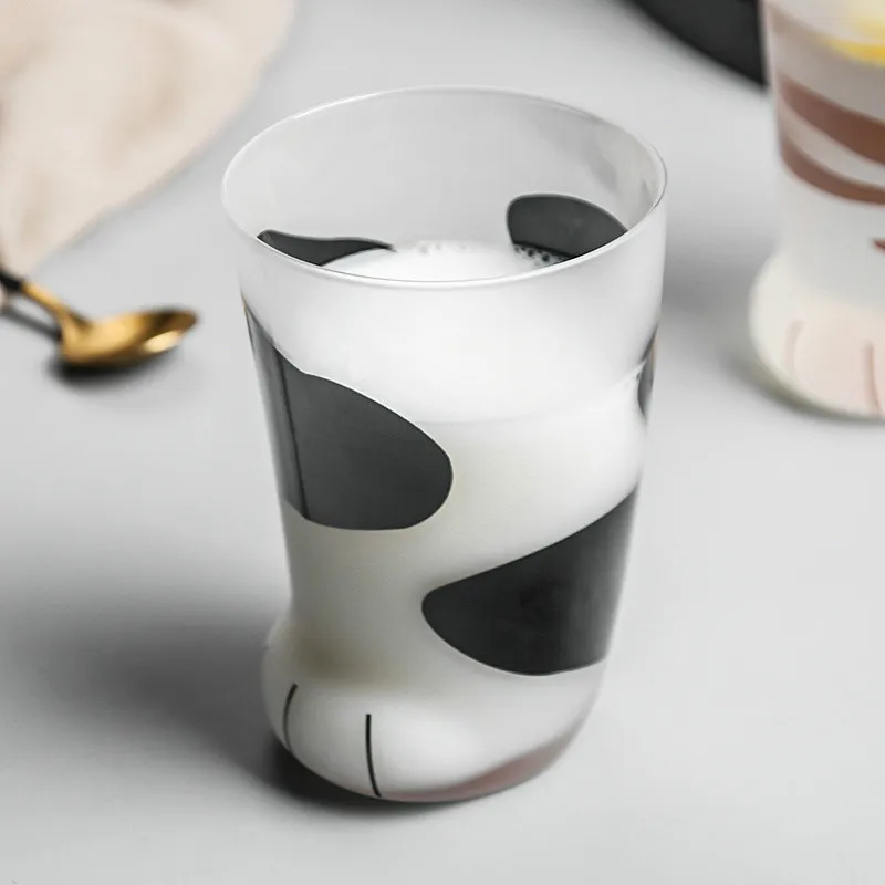 

Household Glass Water Cup Girl Cute Cartoon Cat Foot Cup Creative Cat Claw Cup Cat Paw Milk Juice Cup Glassware for Drinking