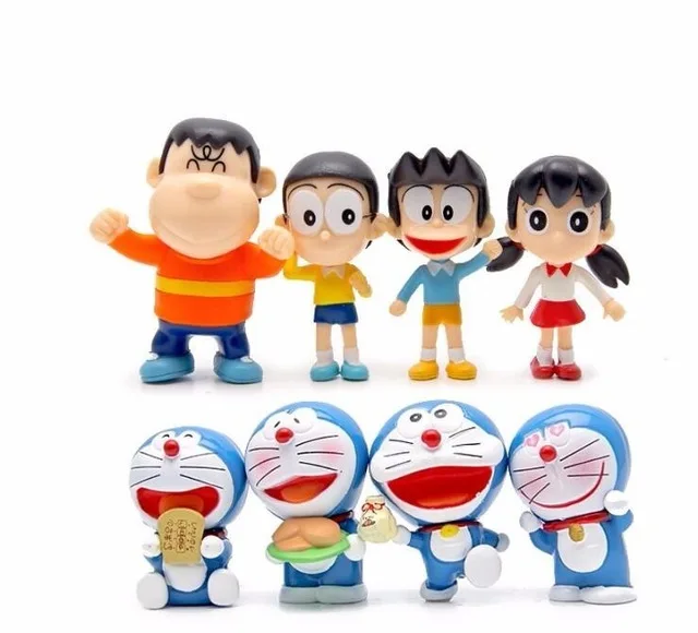 8pcs B Новинка! Аниме Doraemon фигурка супа Цветок Модель Детская игрушка ПВХ Doraemon кошка Животные Куклы Букет романтический подарок на день рождения без коробки - Цвет: 8pcs B