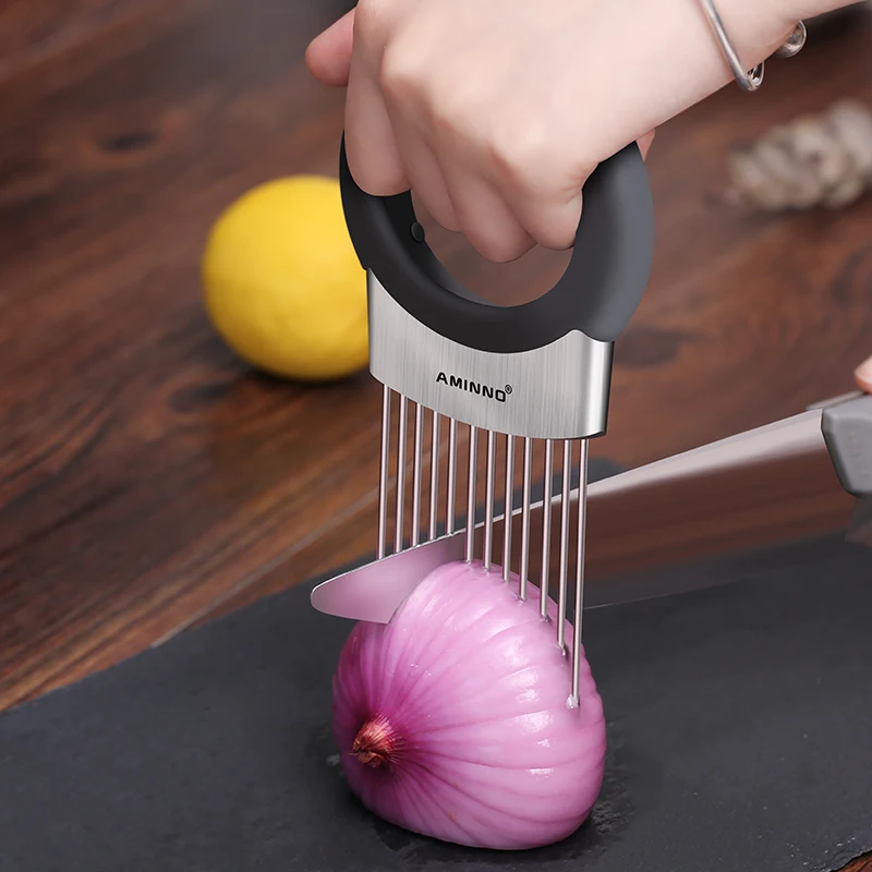 AMINNO вилка для лука держатель из нержавеющей стали томатная овощерезка