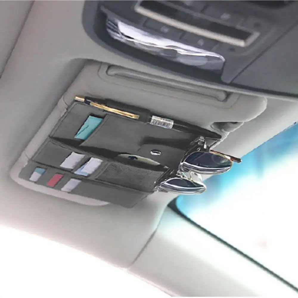 

Car Sun Visor Organizer Auto Interior Pocket Sunglass Fuel Card Storage Black