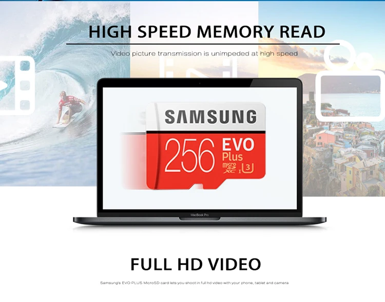 Карта памяти SAMSUNG EVO PLUS 256 ГБ 100 МБ/с. U3 SDXC C10 UHS-I Класс карта TF/Micro SD карта памяти Trans Flash Microsd