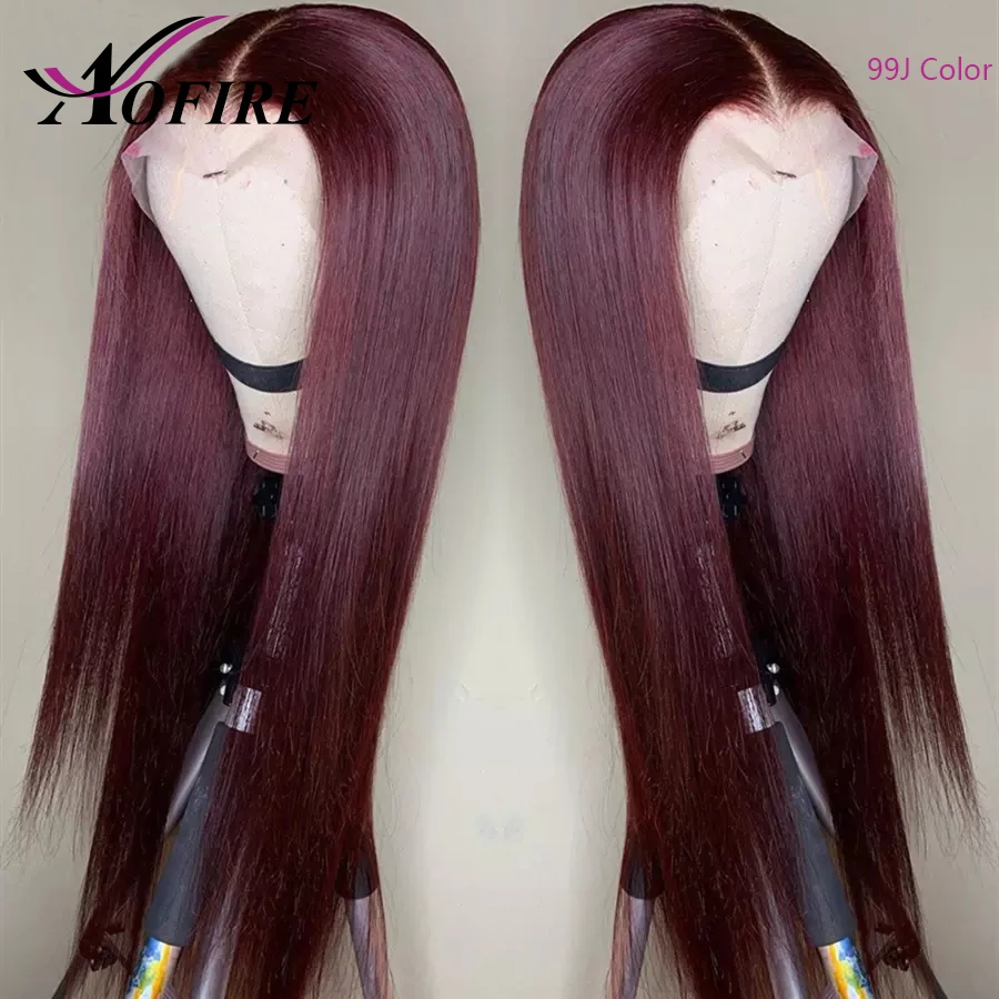 99J Бургундский Омбре красный цвет Предварительно выщипывающийся 13x6 кружевные