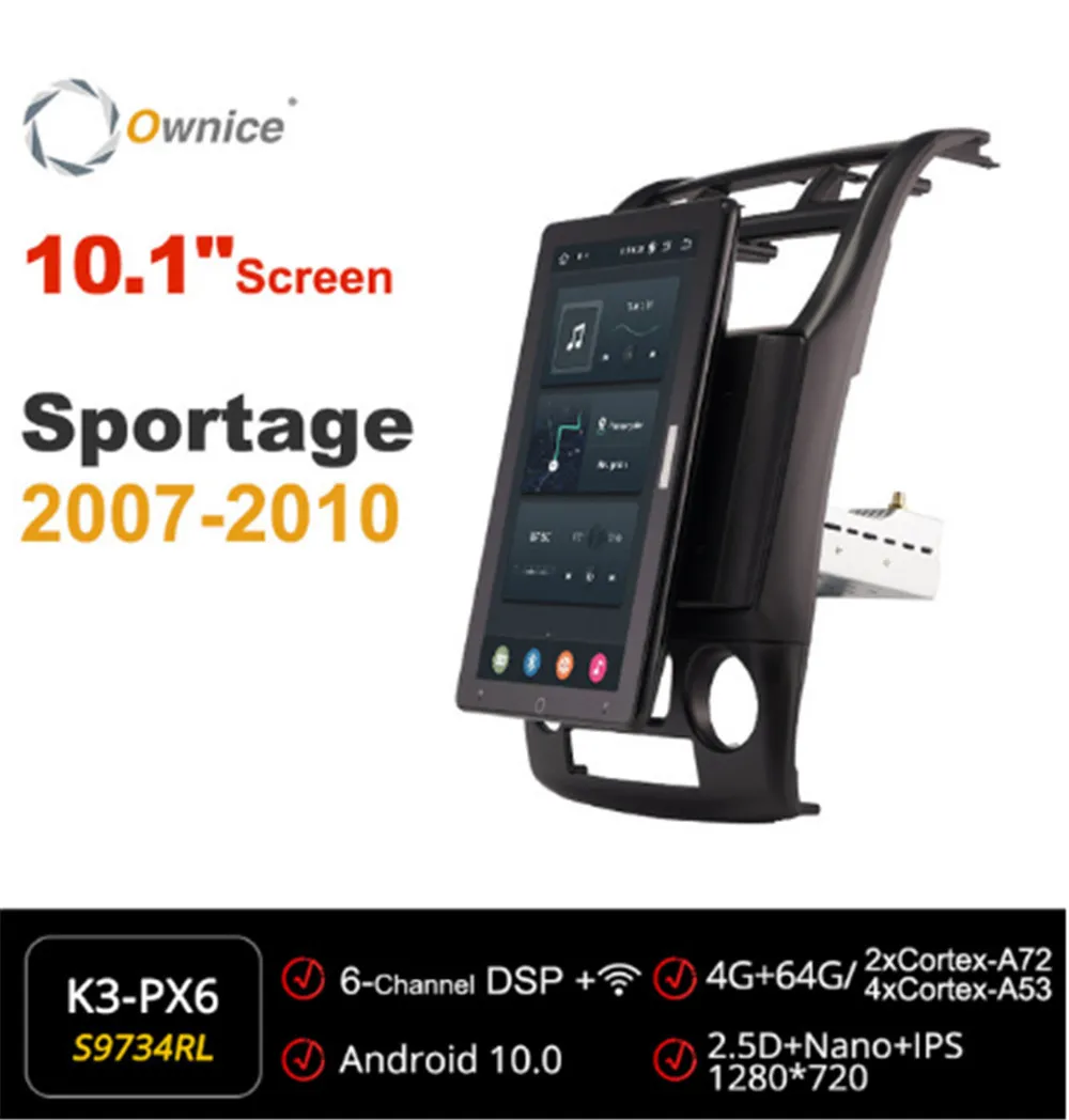 

1280*720 Ownice Android 10.0 Car Radio For Kia Sportage 2007-2010 Auto Multimedia Video GPS Player 10.1 ''Unit Auto Rotatable