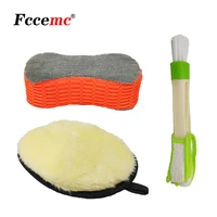 3pcs car cleaning kit air conditioning outlet detailing brush auto sponge block wash gloves cleaning tool for car accessories