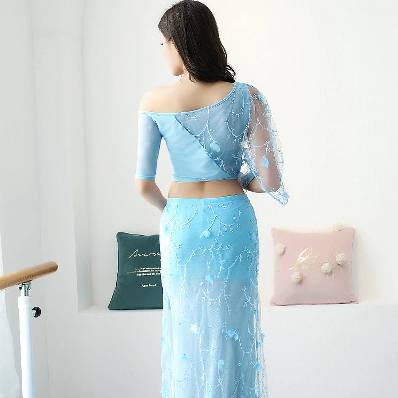 Женское платье для танца живота длинное с топом и юбкой восточных танцев одежда