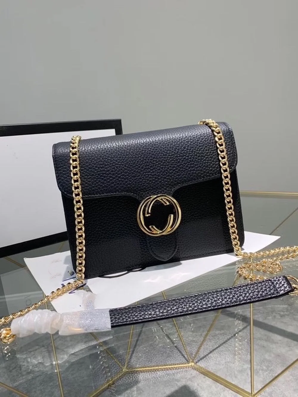 

2021 fashion new genuine leather handbags quality chain shoulder bag luxury handbags