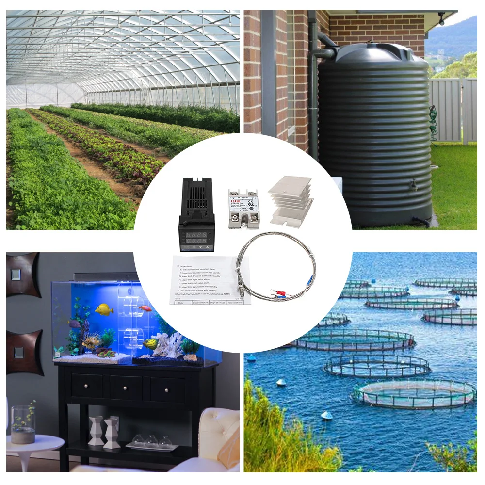 

REX-C100FK02-V*AN Intelligent Temperature Controller SSR Output + SSR-40 DA + K Probe Thermocouple + Heatsink