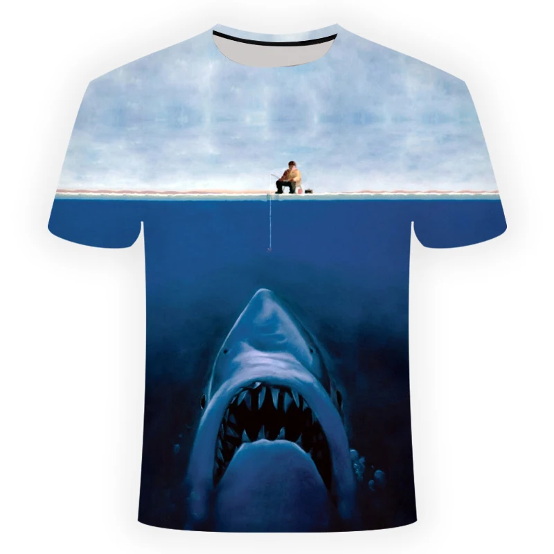

2021. New summer fish 3D print short sleeve round neck T-shirt men and women casual fashion trend summer T-shirt