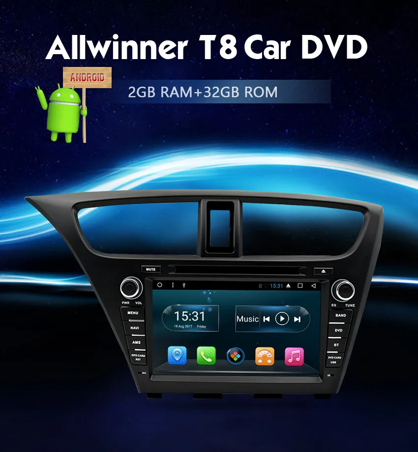 Восьмиядерный Android 9,0 автомобильный Радио DVD gps навигация мультимедийный плеер для Honda Civic хэтчбек 2013- Авто Аудио Видео Стерео