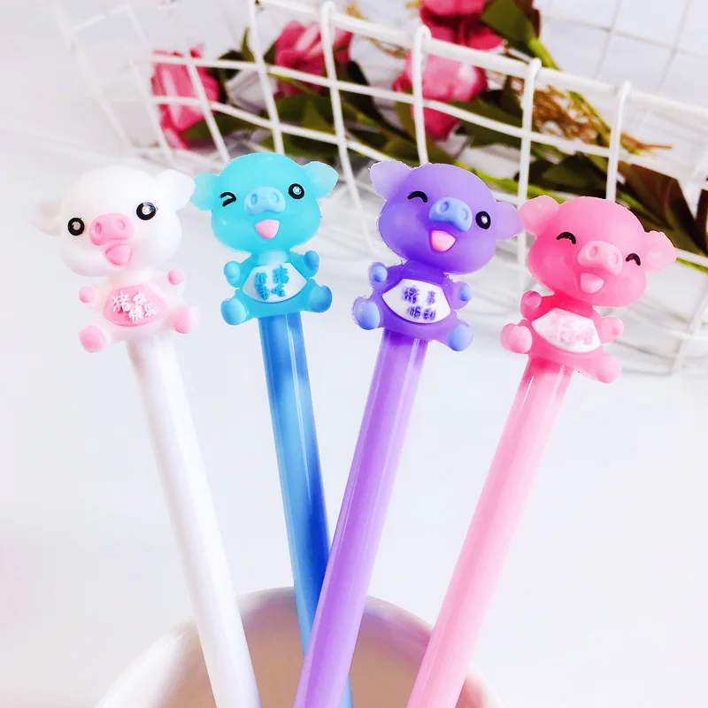 

40PCS Korean-style Creative Girl's Heart Students Carbon Signing Pen Cute Soft Adorable Piggy Gel Pen Stationery