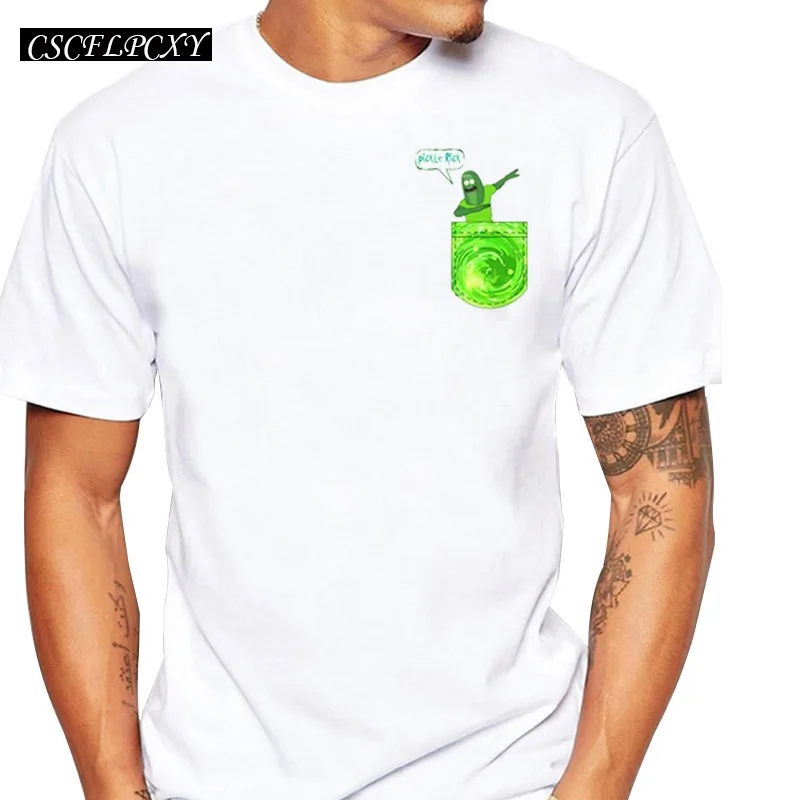 Мужская футболка с карманом Pickle Rick модная I'm повседневные топы круглым вырезом