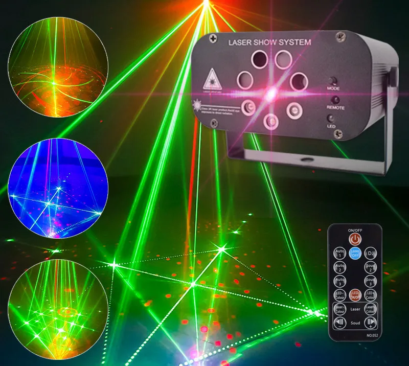 

Party Light DJ Disco Lights Stage Lighting Projector Sound Activated Flash Strobe Light with Remote Control for Parties Home Bar