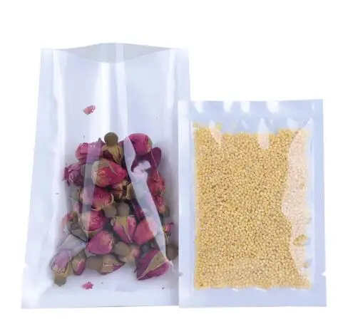 

200Pcs/ Lot Front Clear Heat Sealable Top Open Plastic Packaging Pouch For Candy Tea Coffee Beans Vacuum Sealing Mylar Bags