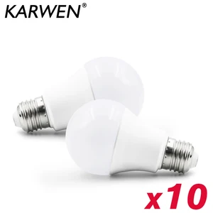10 шт.лот Светодиодная лампа E27 SMD2835 20 Вт 18 Вт 15 Вт 12 Вт 9 Вт 6 Вт 3 Вт светодиодные лампы AC 220V экономия, холодный и теплый свет, светодиодные лампы для наружного освещения