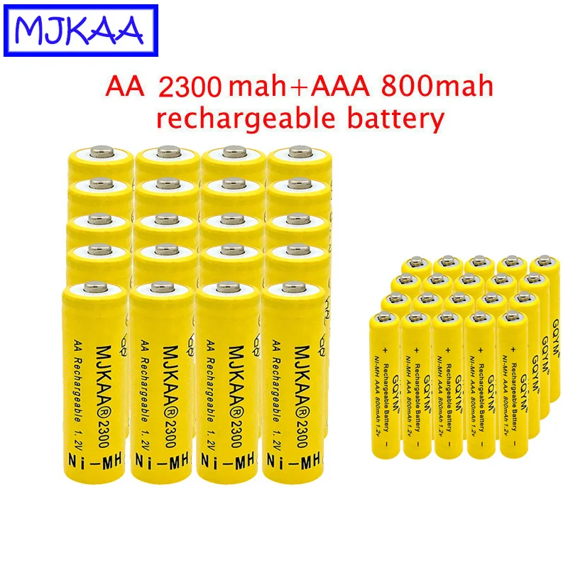 MJKAA 20 шт. AA 1 2 В 2300 мАч ni mh аккумуляторная батарея + GQYM AAA NIMH 800