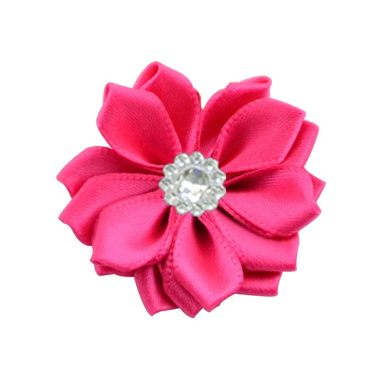 14-10pcs Nishine 1," 10 шт./лот 16 Petaled атлас с розочками лента цветы с жемчужной кнопкой используется для повязка на голову" сделай сам "заколки аксессуары для волос - Цвет: 14-10pcs