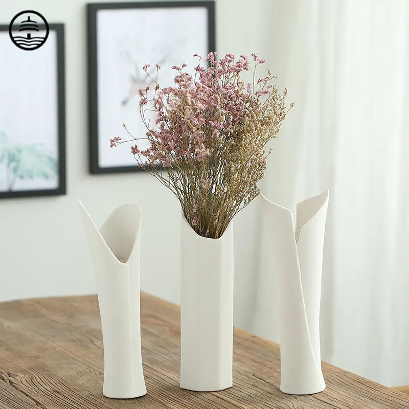 

BAO GUANG TA Nordic Simple Ceramic Vase Starry Sky Dried Flower Arranging White Pottery Craft Hydroponics Home Decoration R7064