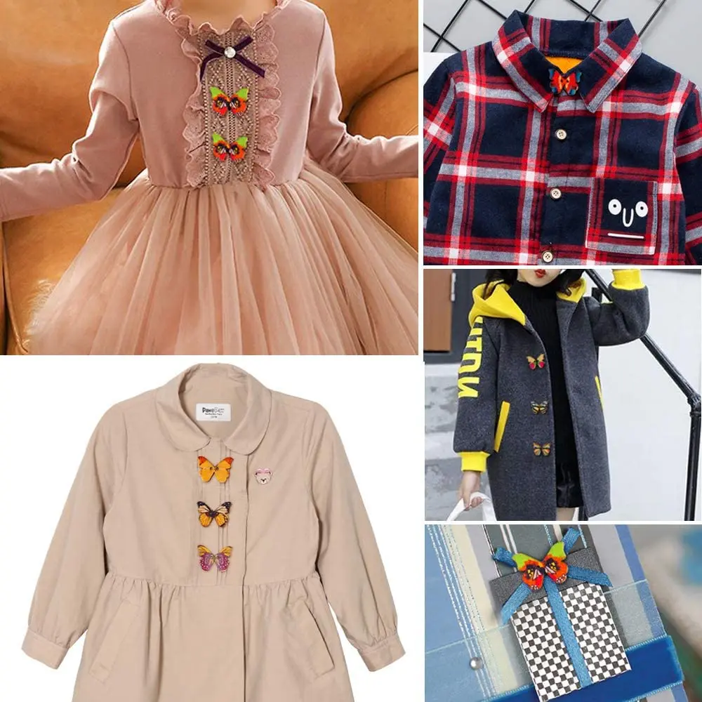 100 шт. деревянные пуговицы бабочки разноцветные в форме подходят для шитья и