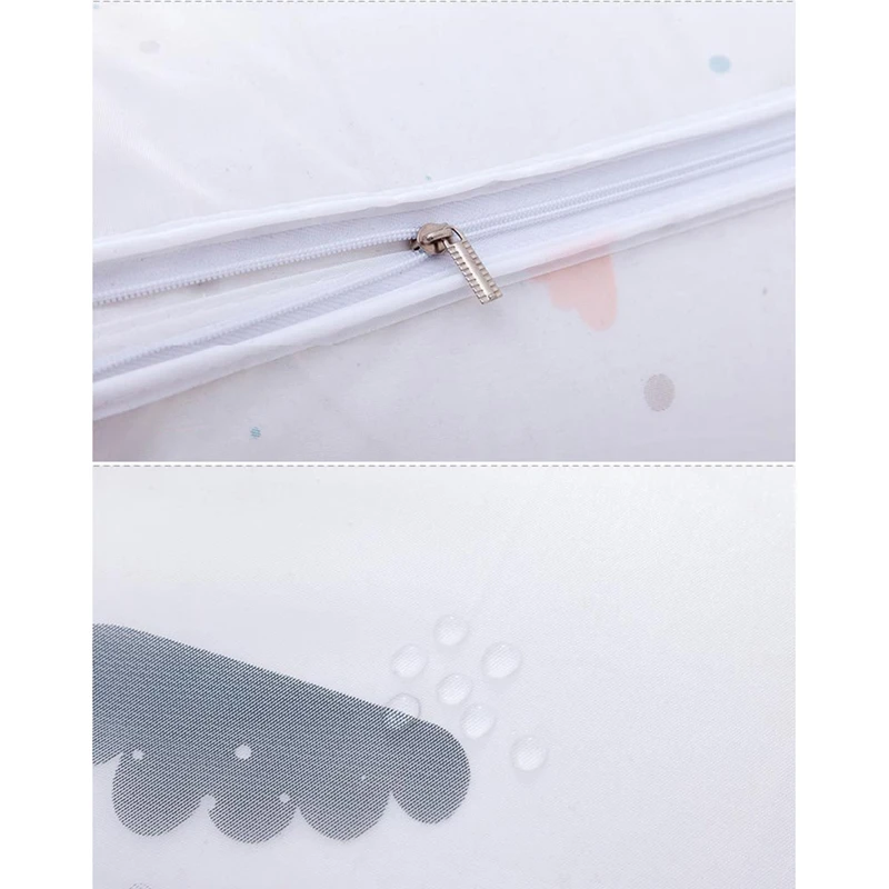 

4PCS Foldable Quilt Storage Bag Feather Print Home Clothes Quilt Pillow Blanket Storage Bag Travel Luggage Organizer Bag