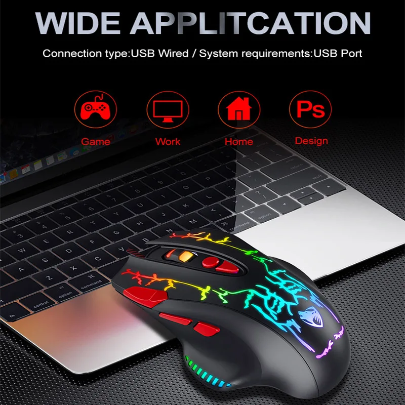 

Wired Gaming Mouse 8 Button 6400DPI E-sport Mouse Ergonomic Optical Computer Mouse With Backlight USB Mouse Gamer for laptop PC