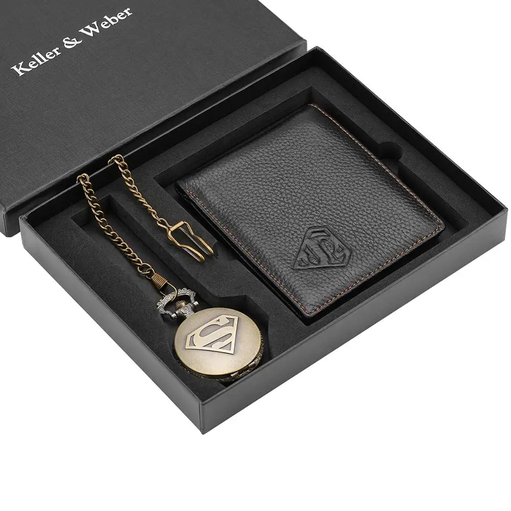 Top Luxury Pocket Watch Wallet Sets Popular Movies Pendant Necklace Watches Premium Leather Wallet Nice Birthday Souvenir Gifts