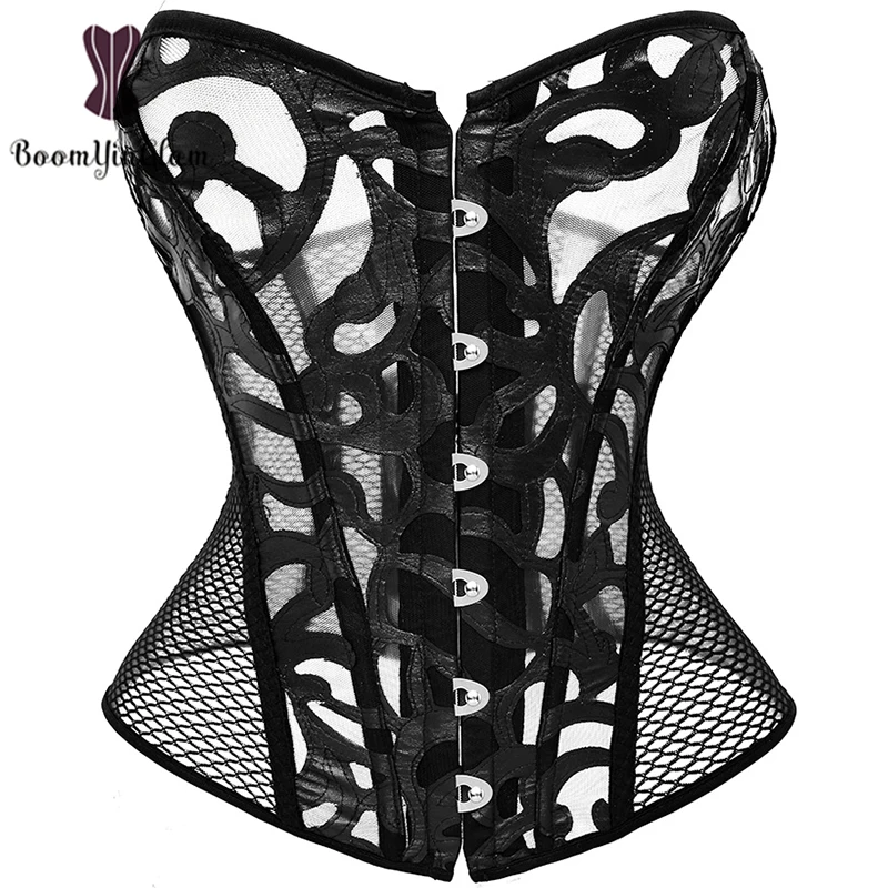 See Through Body Shapewear Hollow Out Bridal Corset Top Sexy Women Corsets And Bustier Plus Size Corselet To Wear Out Lingerie