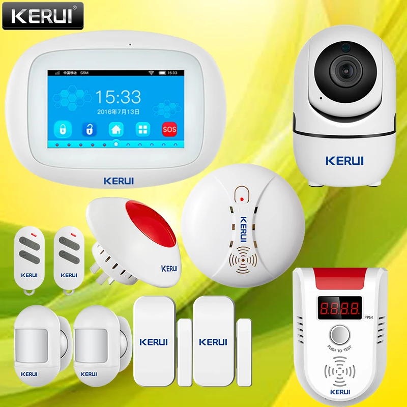 

KERUI Security Alarm System K52 Wifi GSM Panel 4.3 Inch TFT Color Screen Wireless Suit Home Smart Socket Wireless Smoke Alarm