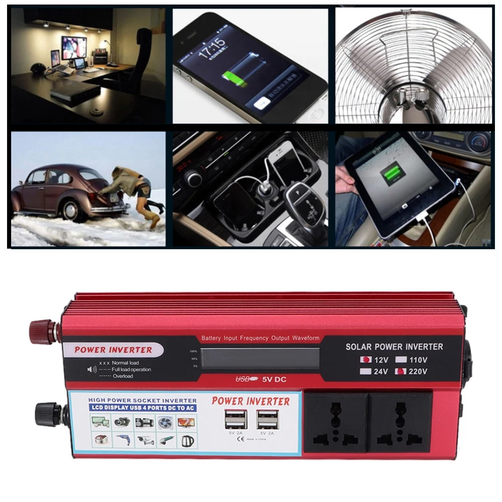 

6000W 4 USB Charger Solar Power Inverter Wave Digital Display Phonefor car marine solar electric power wind electric power