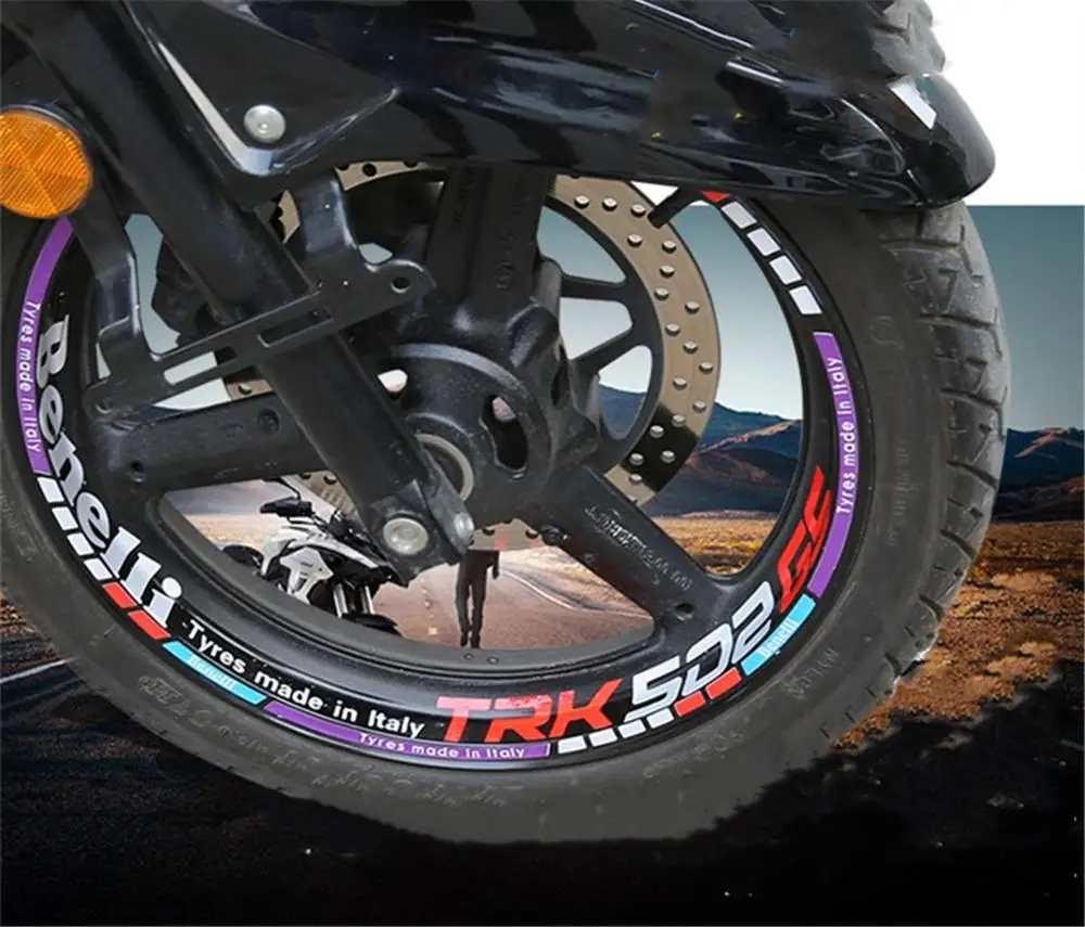 Hot Sell Motorcycle Reflective Wheel Rim Stripe Decal Sticker Front Rear Full Set for Benelli TRK502 TRK 502 | Автомобили и