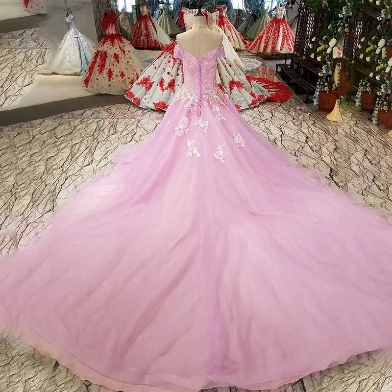 LSX83219 сиреневое бальное платье блестящее вечернее с открытыми плечами для