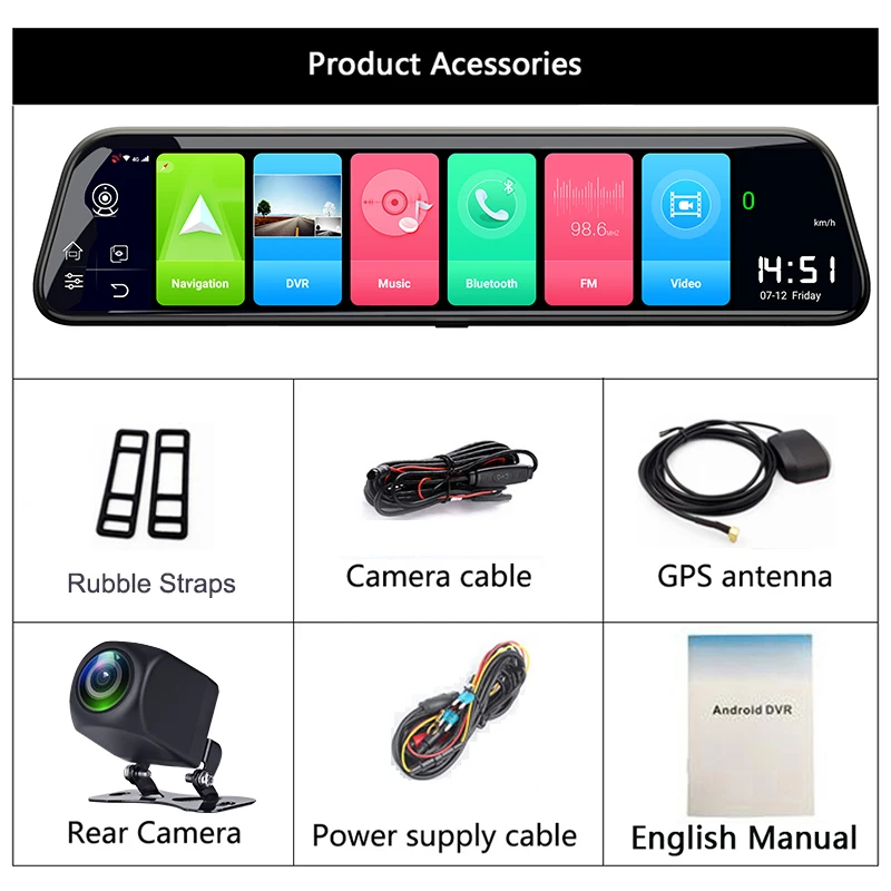 Зеркало-видеорегистратор 12 дюймов Full FHD 4G Android 8 1 GPS | Автомобили и мотоциклы