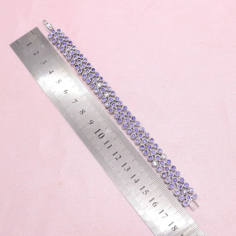 

Silver Color Jewelry Sets For Women New Arrivals Purple Cubic Zirconia Bracelet Earrings Necklace Ring Wedding Christmas Gift
