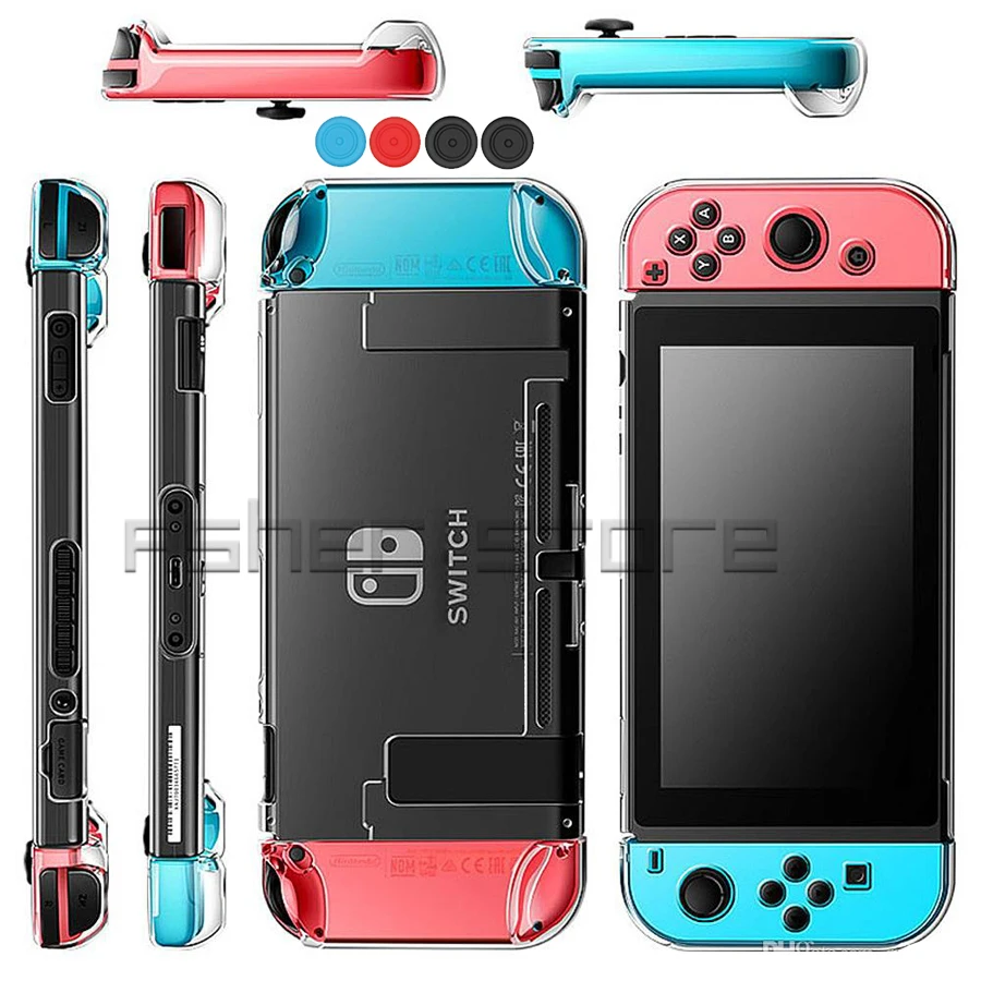 Прозрачный чехол жесткий защитный и 4 крышки для игровых аксессуаров Nitendo Nintendos