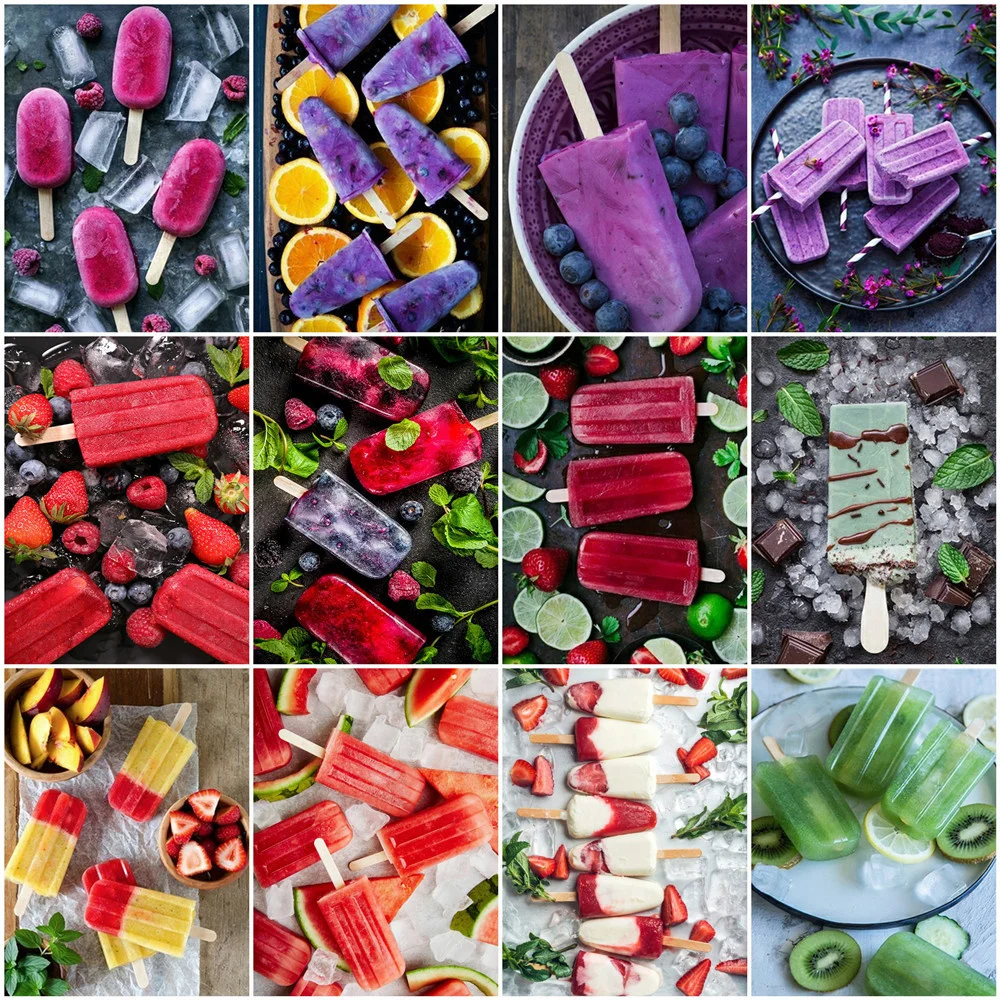 

HUACAN DIY Diamond Painting Fruit Mosaic Rhinestone Ice Cream Full Square 5D Diamond Embroidery Food Home Decoration
