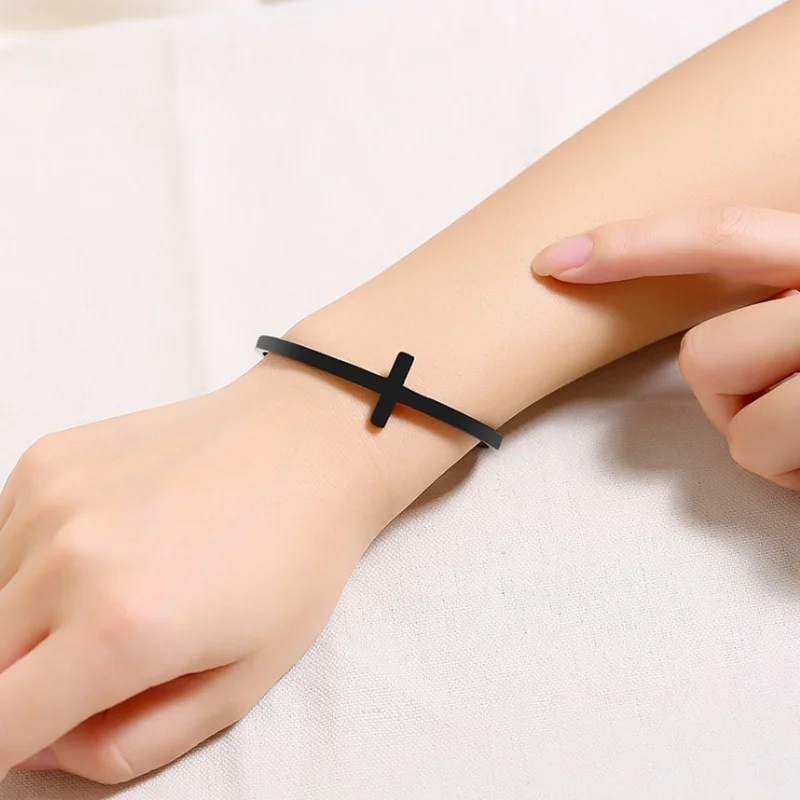 Простые Модные мужские браслеты с черным крестом|Браслеты шармами| |