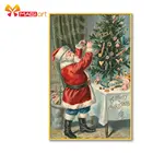 вышивка крестом наборы рукоделие, наборы для вышивки 11CT водорастворимые рисунки на холсте 14CT полный Санта и Рождественская елка-NCMC076