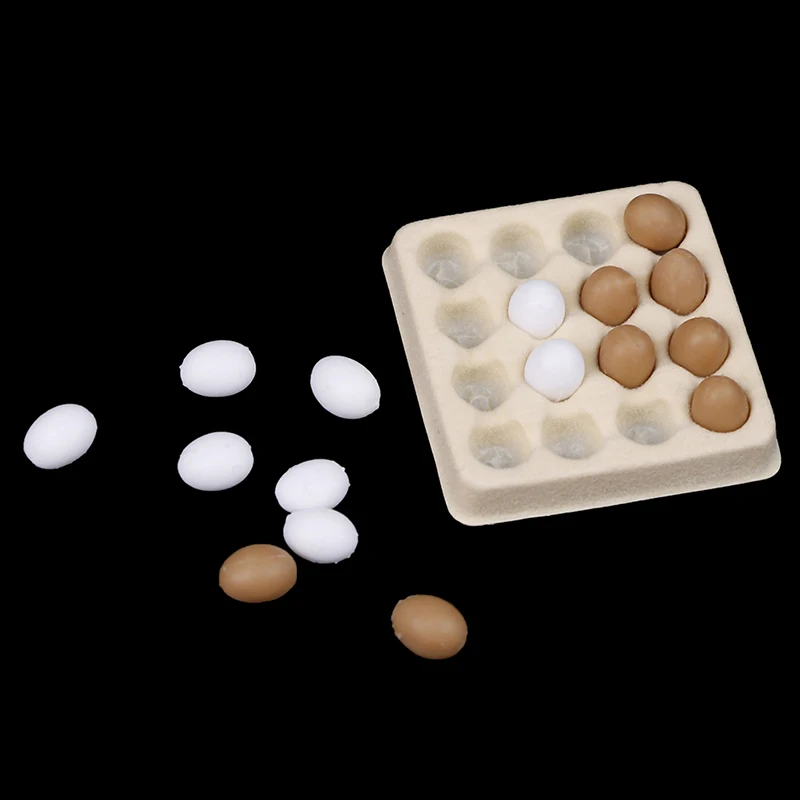 

Tray + 16pcs Miniature Eggs Kitchen Food Accessories Decor For 1:12 Dollhouse Kitchen Food Pretend Toys