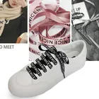 Модные 1 см Письмо печати шелковой атласной шнурки черный, белый, розовый цвет Цвет 120 см Сникеры с бантом спортивные шнурки для обуви