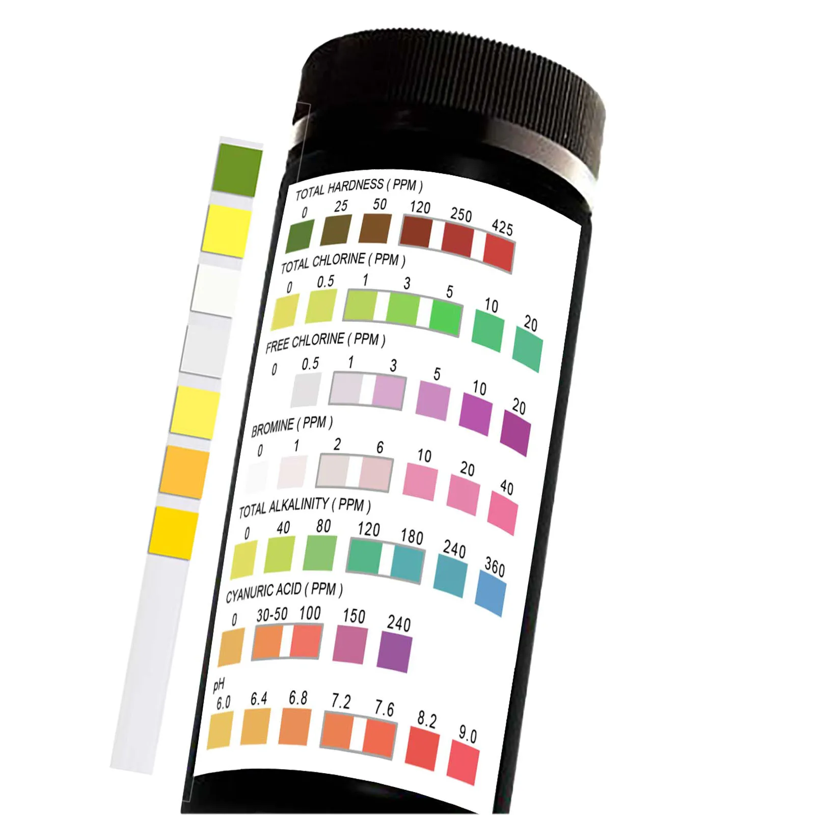 

100pcs/bottle Pool Cleaning Effervescent Chlorine Tablets Cage Disinfectant 100 Strips 7-in-1pool And Spa Test Str