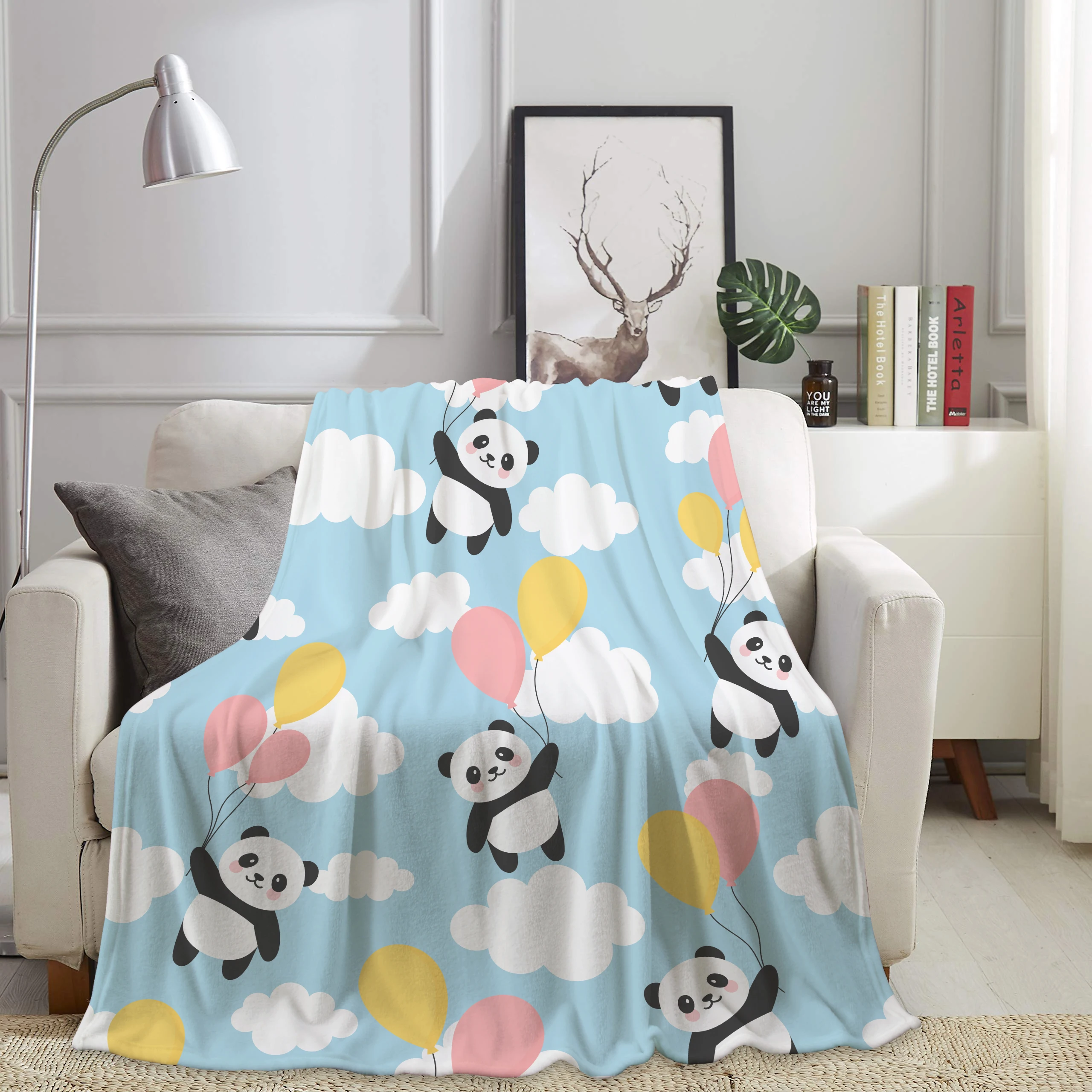 

Silstar Tex Black Panda Bear White Soft Coral Fleece Blanket Warm Sheet Bedspread Fuzzy Fur Throw Blanket Solid Sofa Throw