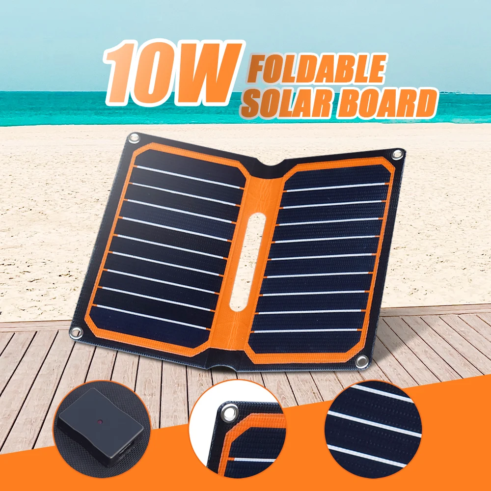 Складная солнечная панель 10 Вт 5 В портативное зарядное устройство usb Пауэр банк