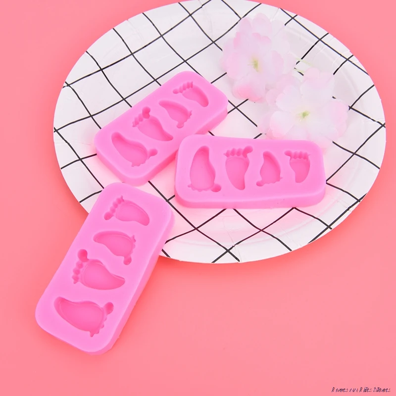 

4 Hole Cute Baby Feet Silicone Fondant Cake Decorating Mold Kitchen Baking Mold