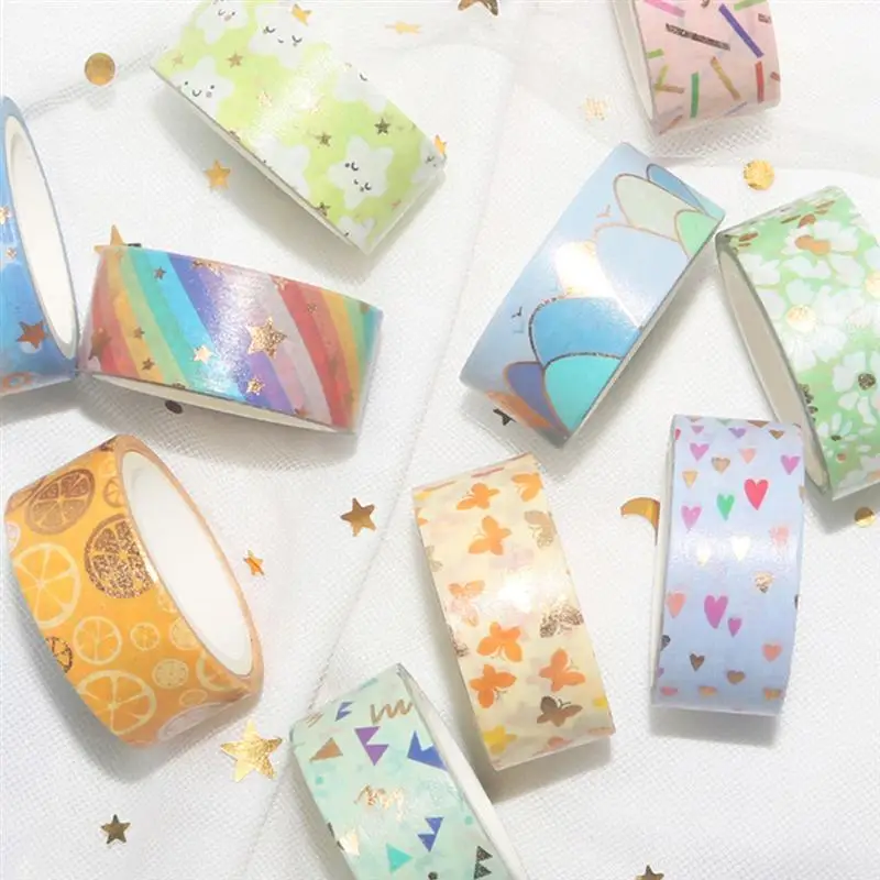 

12 Rolls Decorative Gold Foil Decorative Tapes Beautiful Washi Tapes DIY Supplies