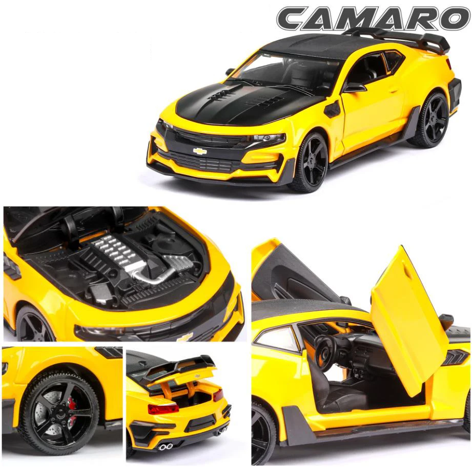 

Hot scale 1:24 wheels diecast Chevrolets sport car metal model with light and sound Camaroes vehicle pull back toys collection