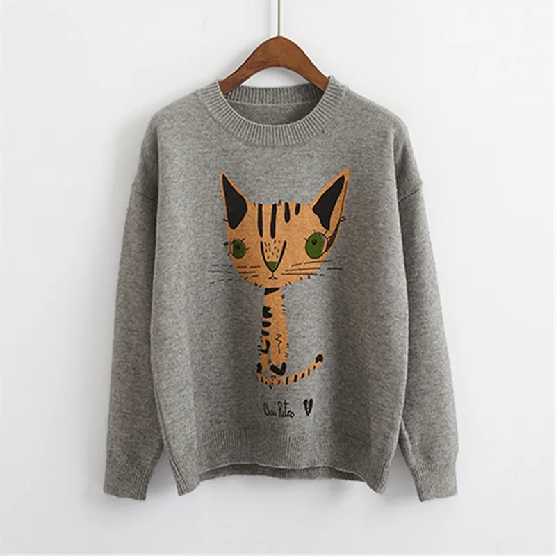 

Harajuku Plus Size Casual Women Sweater 2020 Autumn Fashion Korean Kawaii Cartoon Cat Pullovers Sweaters Winter Female Sweater