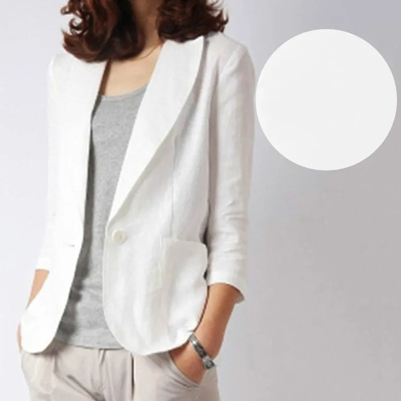 

Женский льняной тонкий пиджак, повседневный белый пиджак из хлопка и льна в Корейском стиле, лето 2020